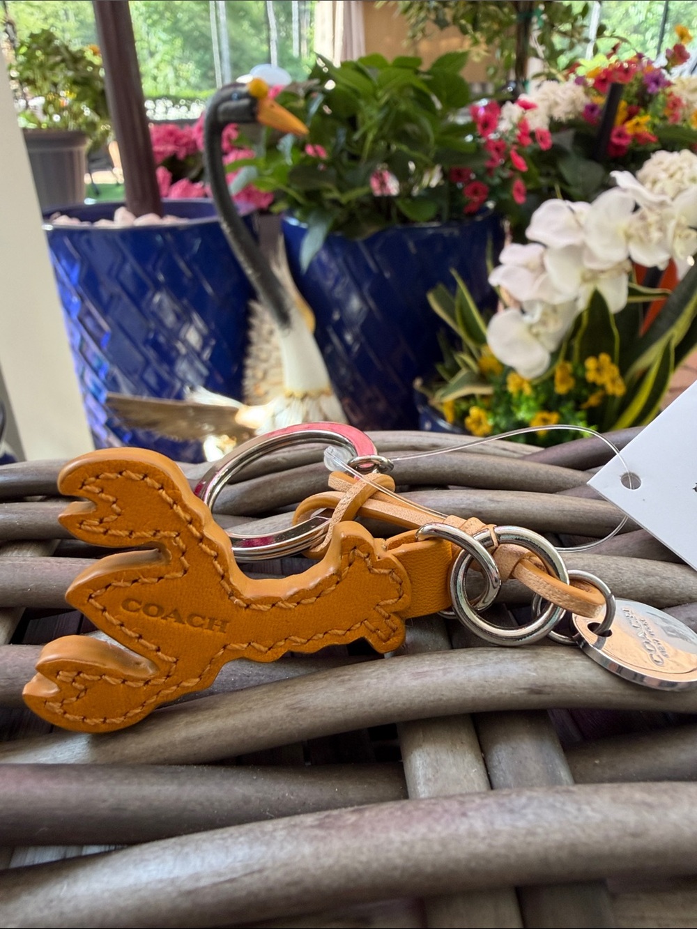 Coach Orange Leather Lobster Keychain Charm - Picture 4 of 7